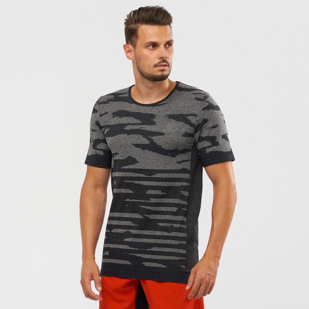 Salomon XA CAMO TEE - Mens Short Sleeve T-Shirt - Black - NZ (17240-LHBQ)